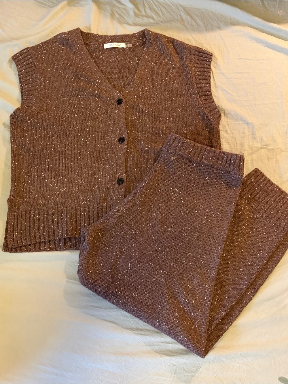 Mustard Seed Brown Tweed Knit Two-Piece Set